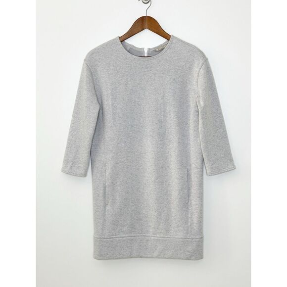 Athleta Cozy Karma Back Zip Fleece Crew Neck Sweatshirt Dress Gray Size XXS - Picture 1 of 11